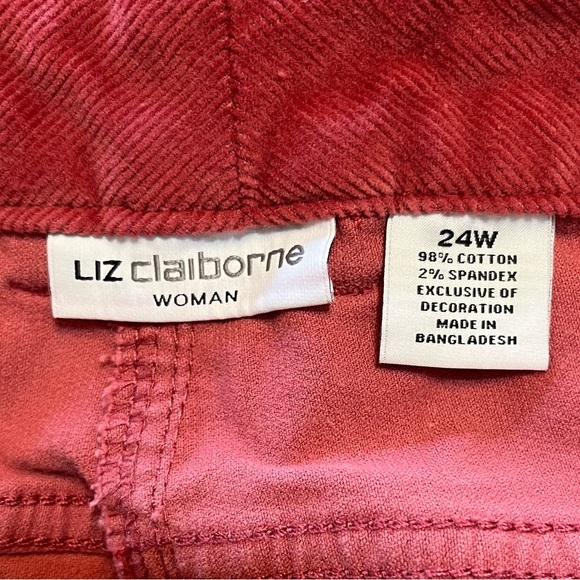 •Liz Claiborne• Corduroy Brick Red Straight Leg Jeans - Size 24W - Picture 2 of 7